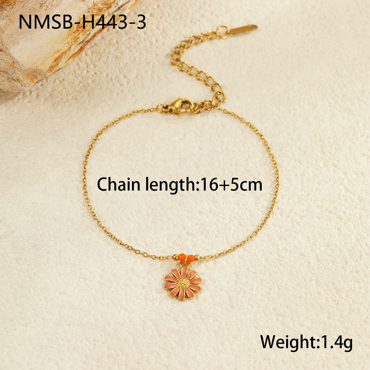 Minimalist Geometric Stainless Steel Bracelet with 18K Gold Plating for Women, Stackable Beaded Chain Jewelry