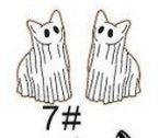 Pendientes de madera de Halloween para niños con formas de fantasma, dulces, calabaza, cesta, gato negro, calavera, polilla, cabeza de alienígena y murciélago con diseño impreso