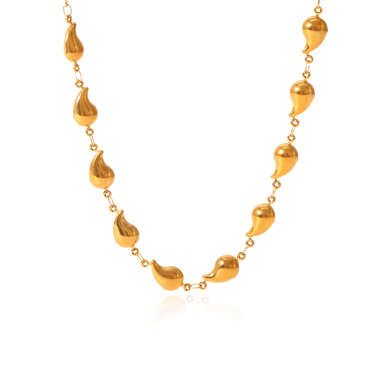Collana da donna con ciondolo floreale a farfalla a goccia d'acqua in acciaio inossidabile placcato oro 18 carati stile Ins
