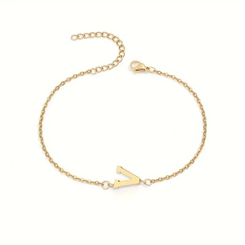Braccialetto Minimalista con Lettera in Acciaio Inossidabile Placcato Oro Unisex A-Z