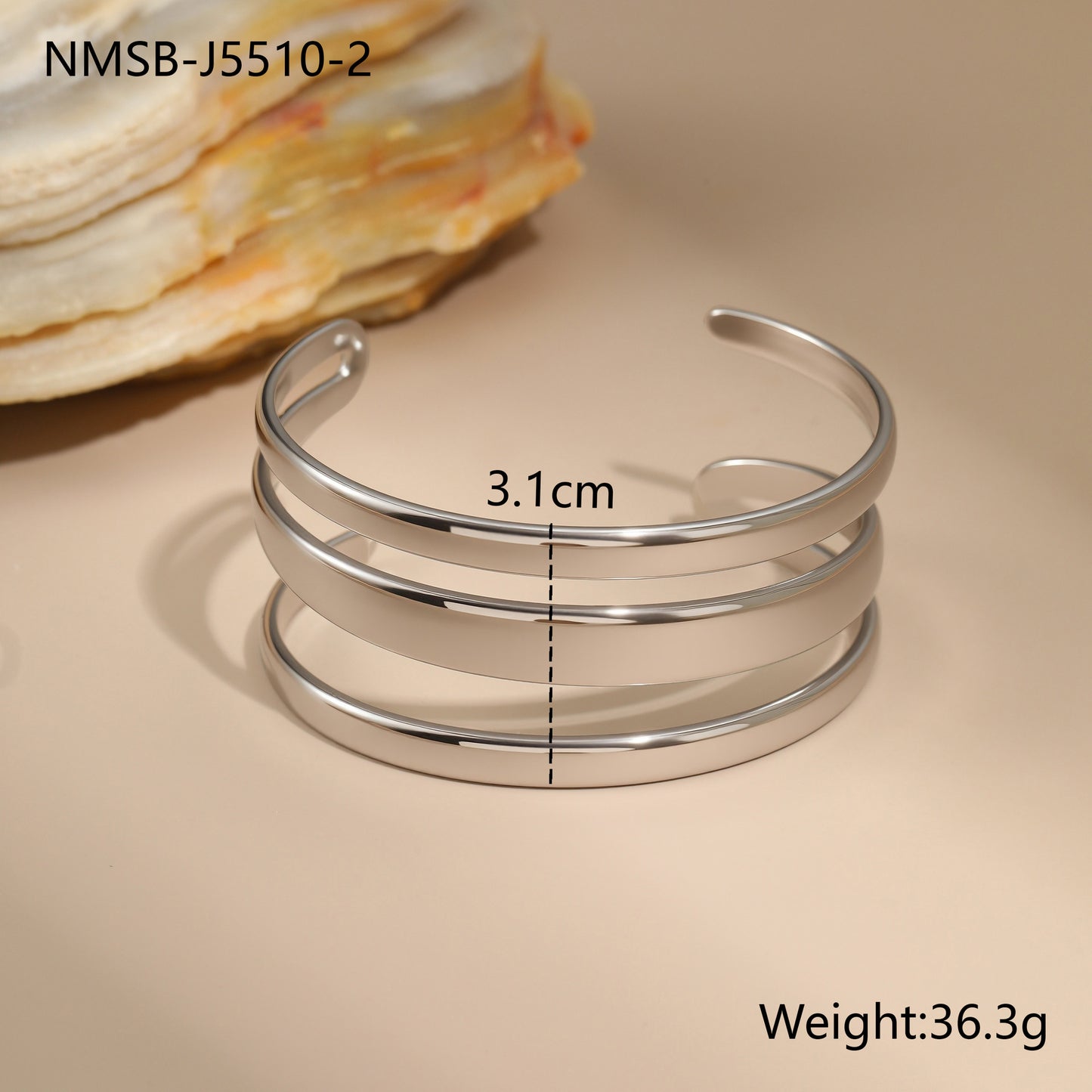 Minimalist Geometric Stainless Steel Bracelet with Open Cuff Design for Women, Electroplated Luxury-Inspired Fashion Accessory