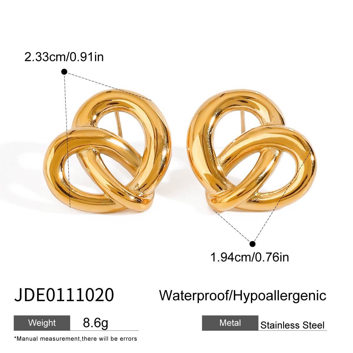 Pendientes de tuerca de acero inoxidable chapados en titanio con corazón geométrico elegante para mujer