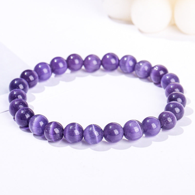 Elegant Round Cat's Eye Stone Beaded Bracelet for Women