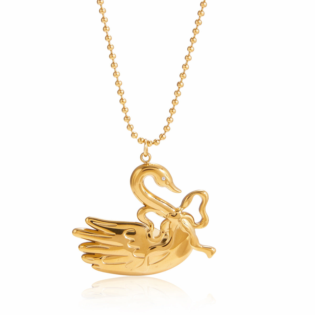 Collana da donna elegante a forma di cigno in acciaio al titanio con placcatura in oro sottovuoto PVD, catena clavicola in acciaio inossidabile dal design geometrico