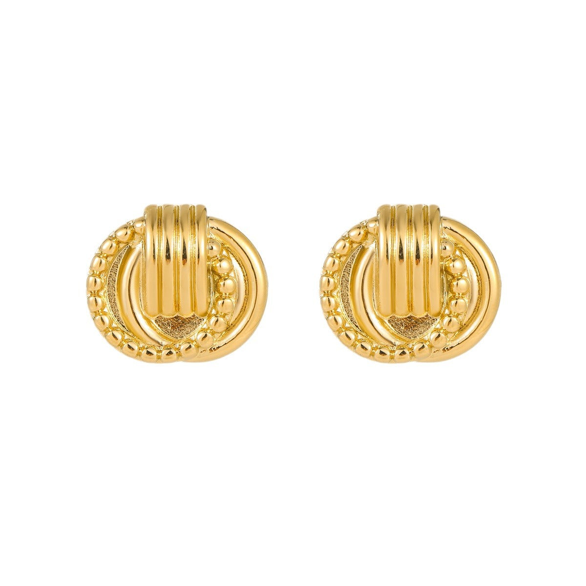 Orecchini a perno tondi in acciaio al titanio intrecciato in stile vintage con placcatura in oro 18 carati da donna
