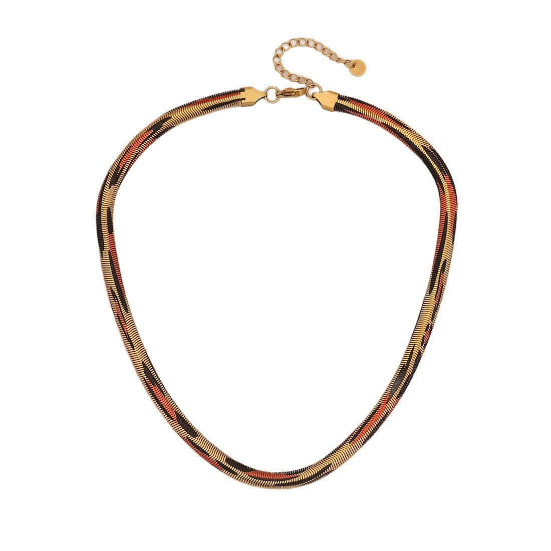 Retro Leopard Print Snake Chain Necklace for Women Stainless Steel Pendant with Animal Pattern and Plated Finish