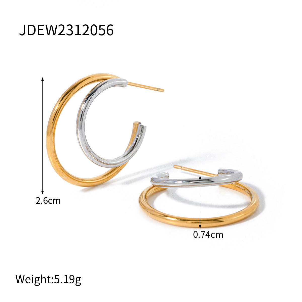 Color Block Geometric Plated Stainless Steel Earrings for Women