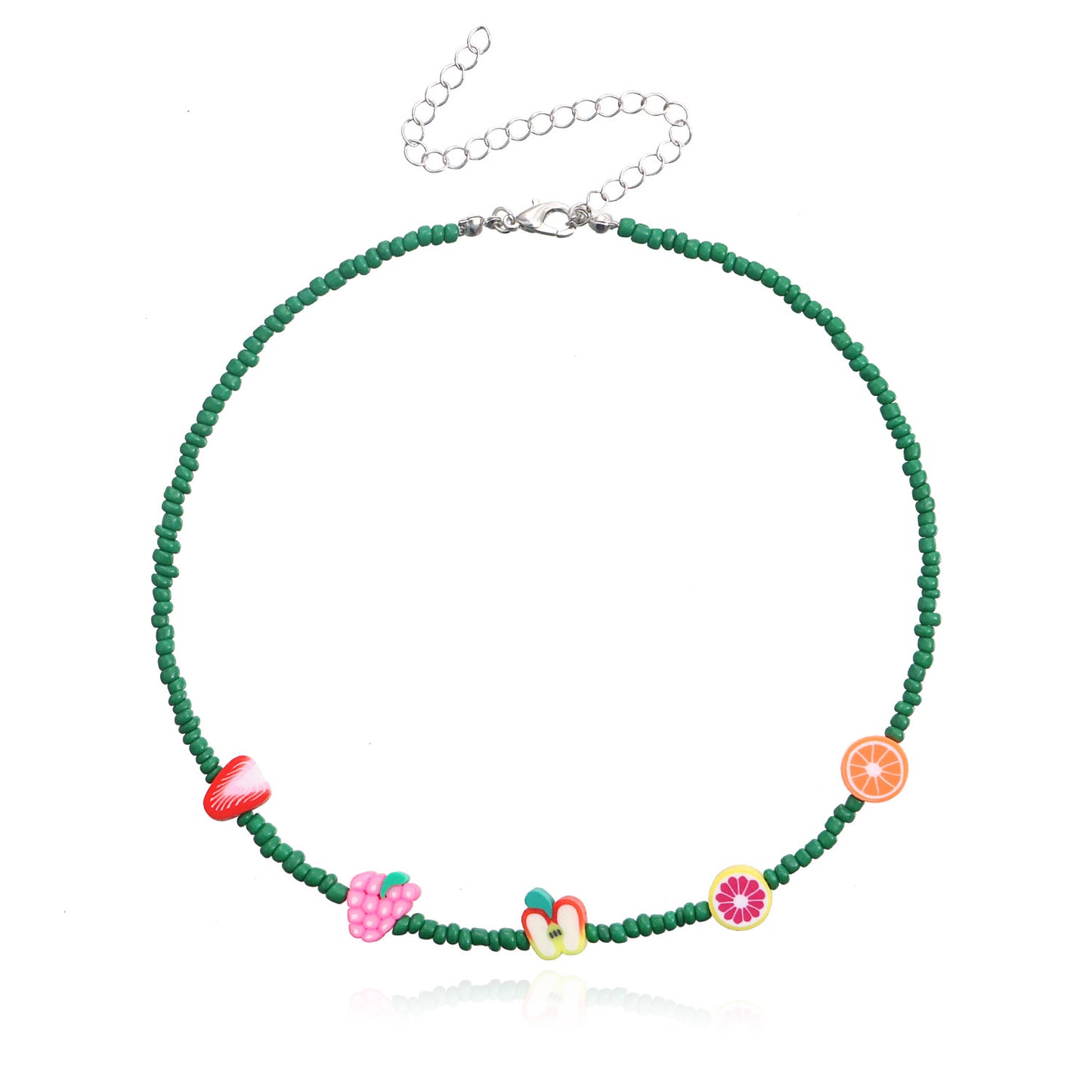 Colorful Fruit-Shaped Beaded Necklace for Women with Lemon and Watermelon Motifs, Fashionable and Cute Pendant Jewelry