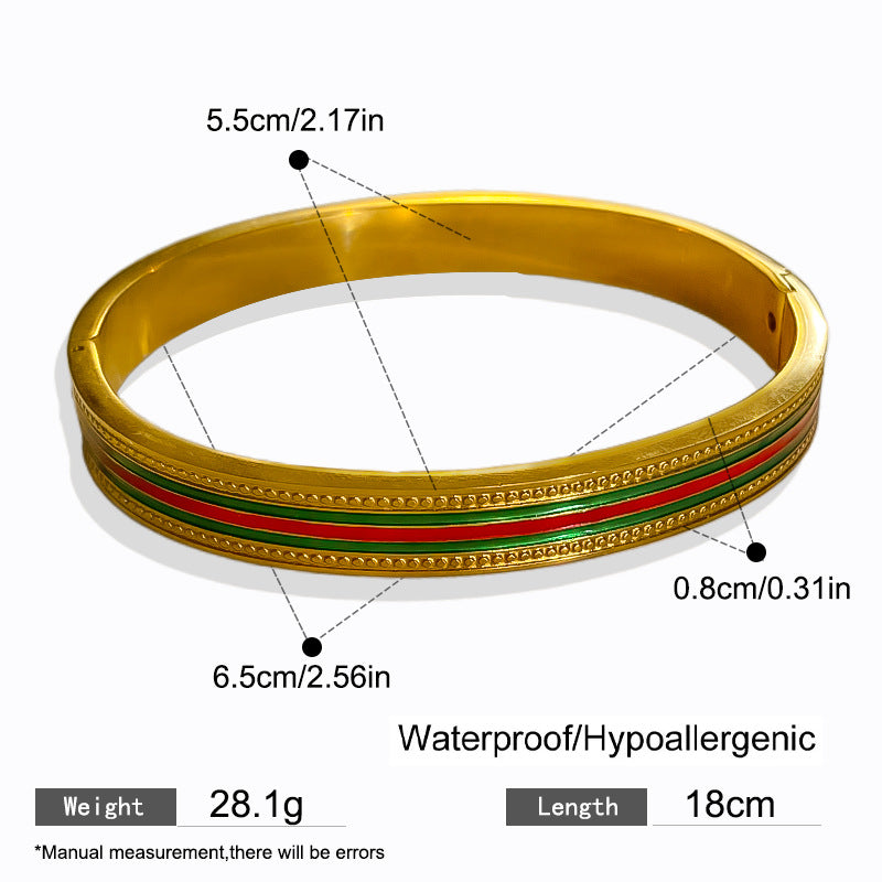 Vintage Geometric Striped Titanium Steel Plated Bracelet