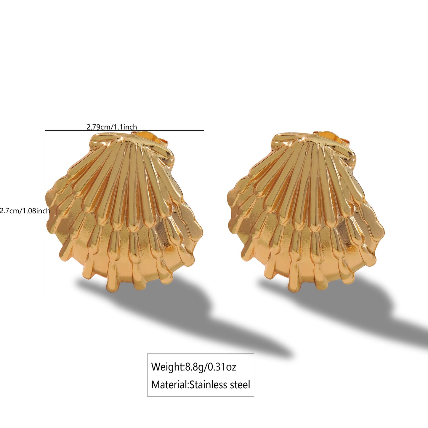 Orecchini da donna casual in acciaio inossidabile a forma geometrica di stella marina, conchiglia e granchio