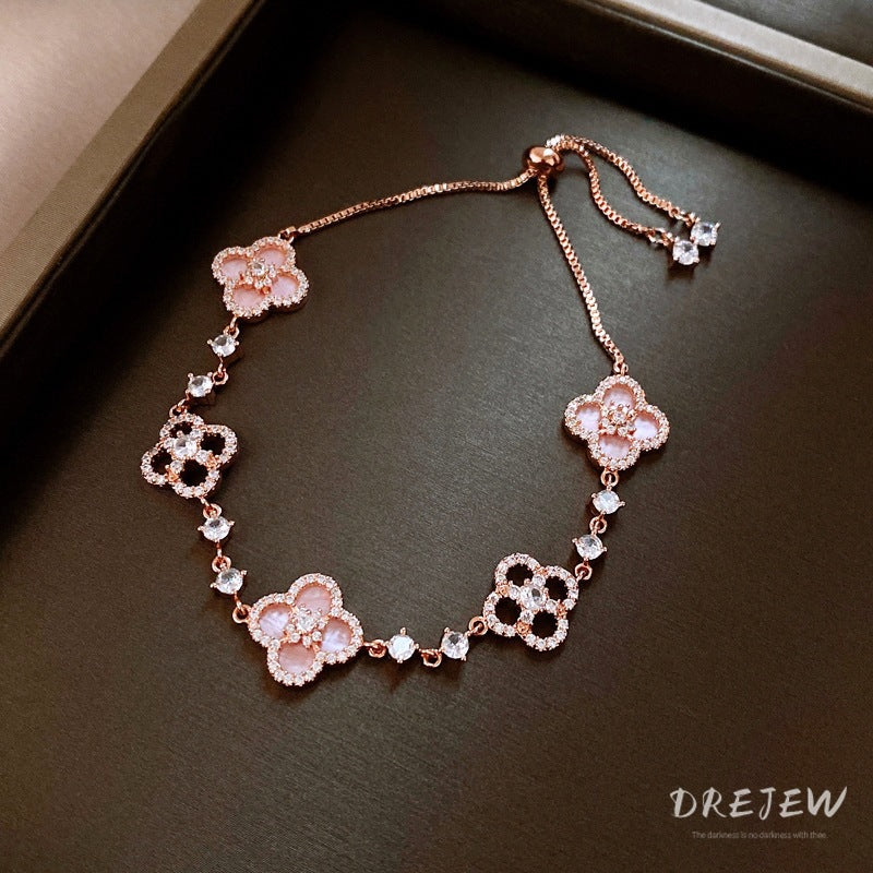 Luxury Elegant Geometric Alloy Plated Bracelet with Cubic Zirconia for Women