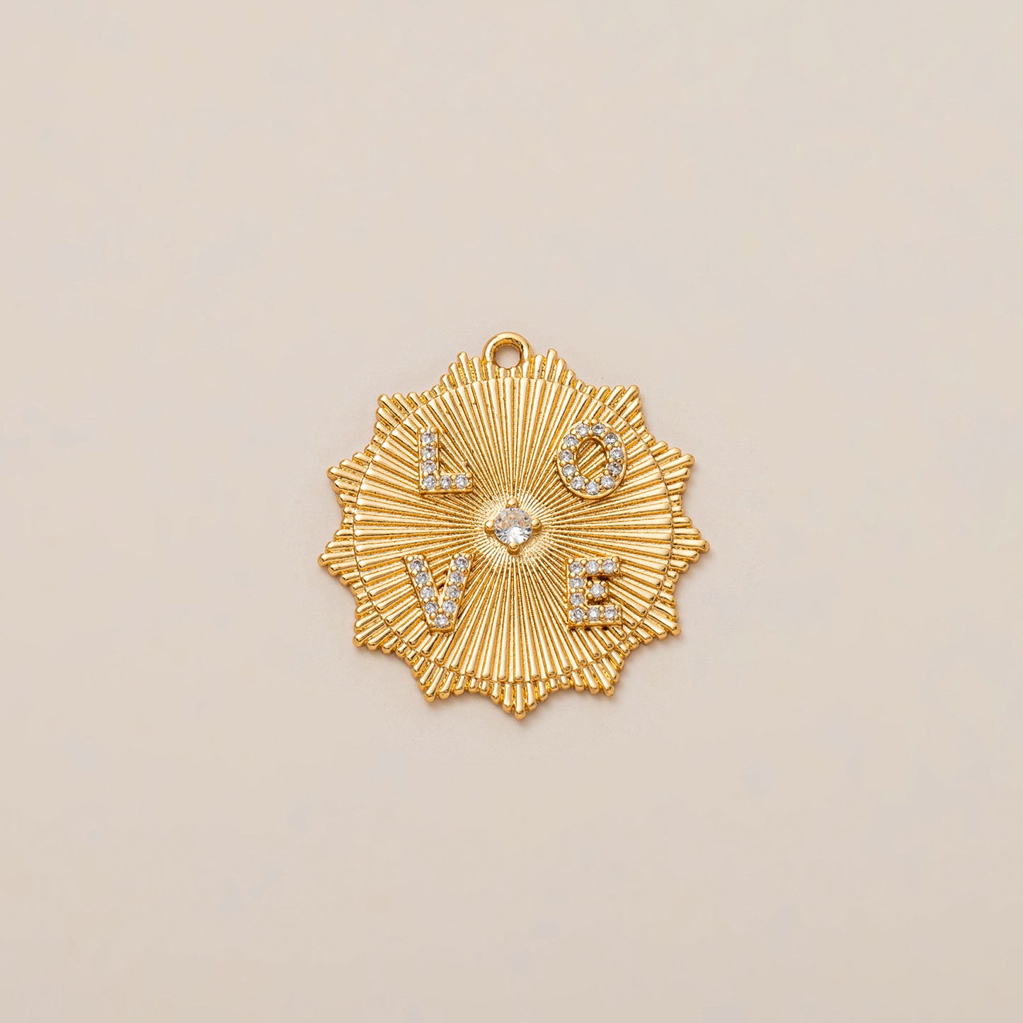 Luxury 18K Gold Plated Brass Heart Bow Geometric Pendant