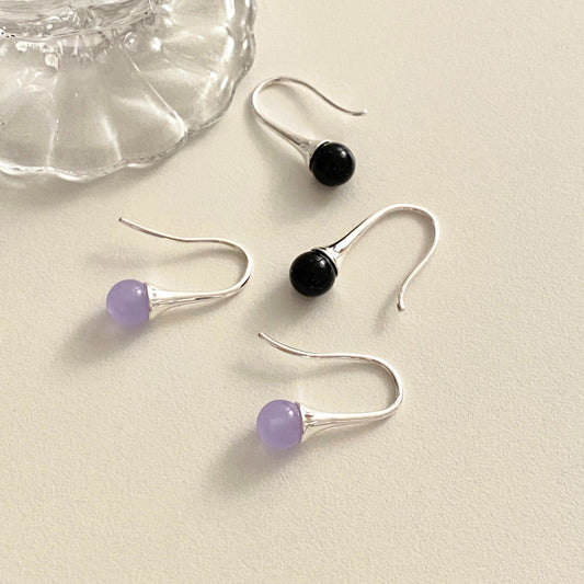 Minimalist Sweet 925 Sterling Silver Plated Letter Number Agate Crystal Stud Earrings
