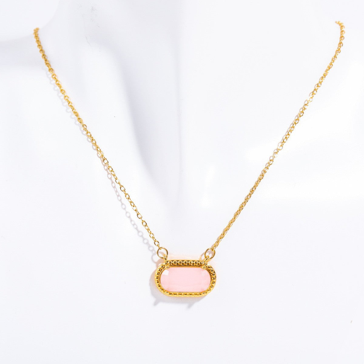 Elegant Oval Green Zircon Necklace in Copper with Electroplated Finish for Women