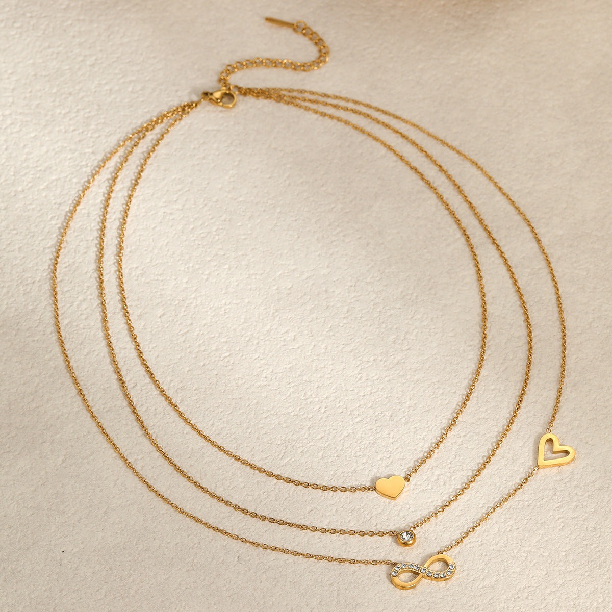 Fashionable Geometric Stainless Steel Plated Clavicle Necklace for Women with Zircon Inlay