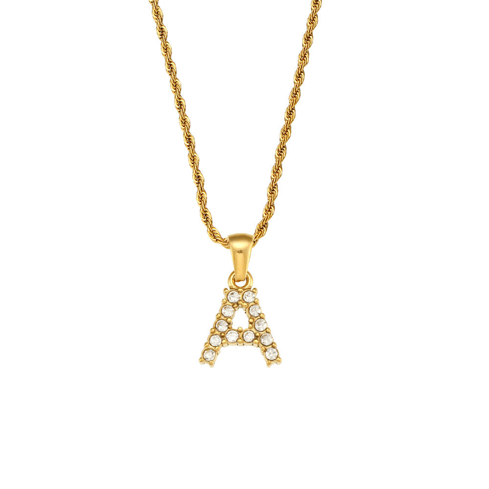 Collana da donna minimalista con pendente a lettera in stile Ins, catena in acciaio inossidabile e pendente in acciaio al titanio placcato