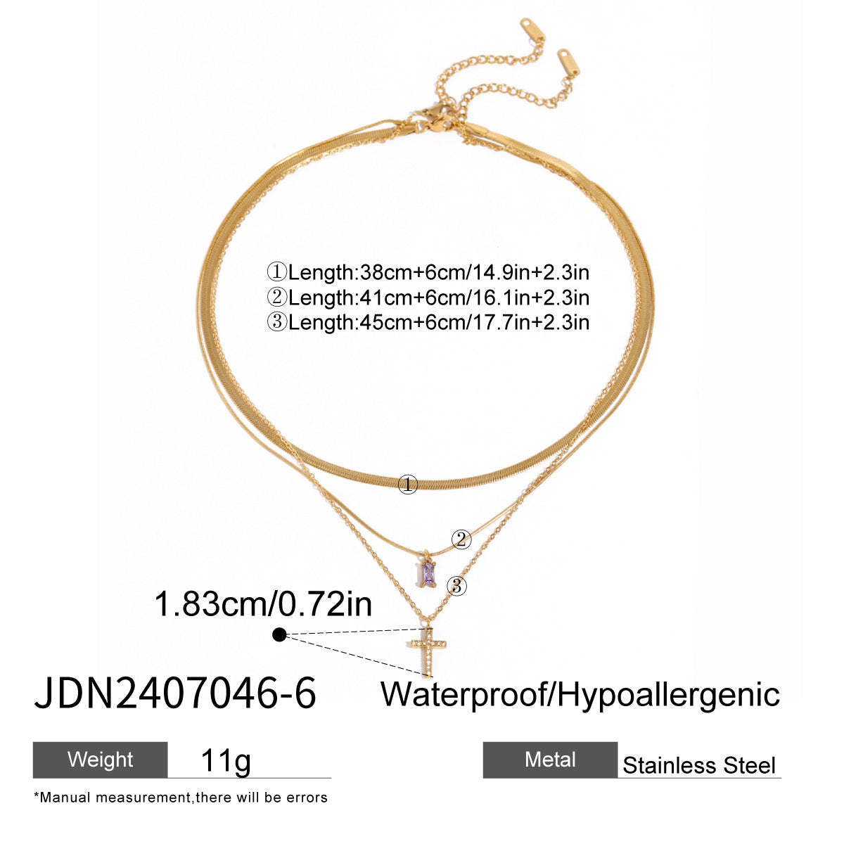 Elegant Geometric Square Stainless Steel Necklace with Titanium Steel Pendant and Cubic Zirconia Inlay for Women