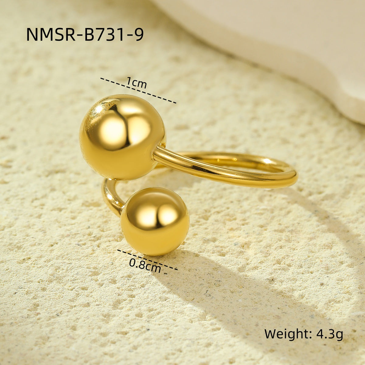 Geometric Stainless Steel Open Ring with Plated Finish for Women, Irregular Shape Fashionable Office Wear Jewelry