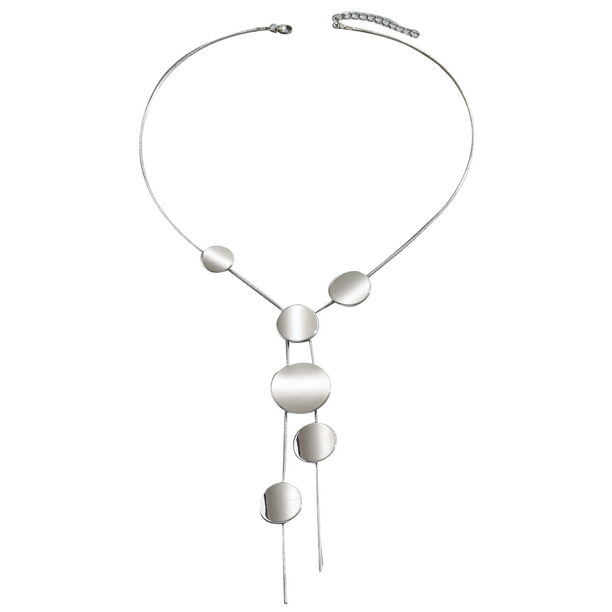 Collana girocollo geometrica minimalista da donna con pendente rotondo in rame placcato e catena sottile