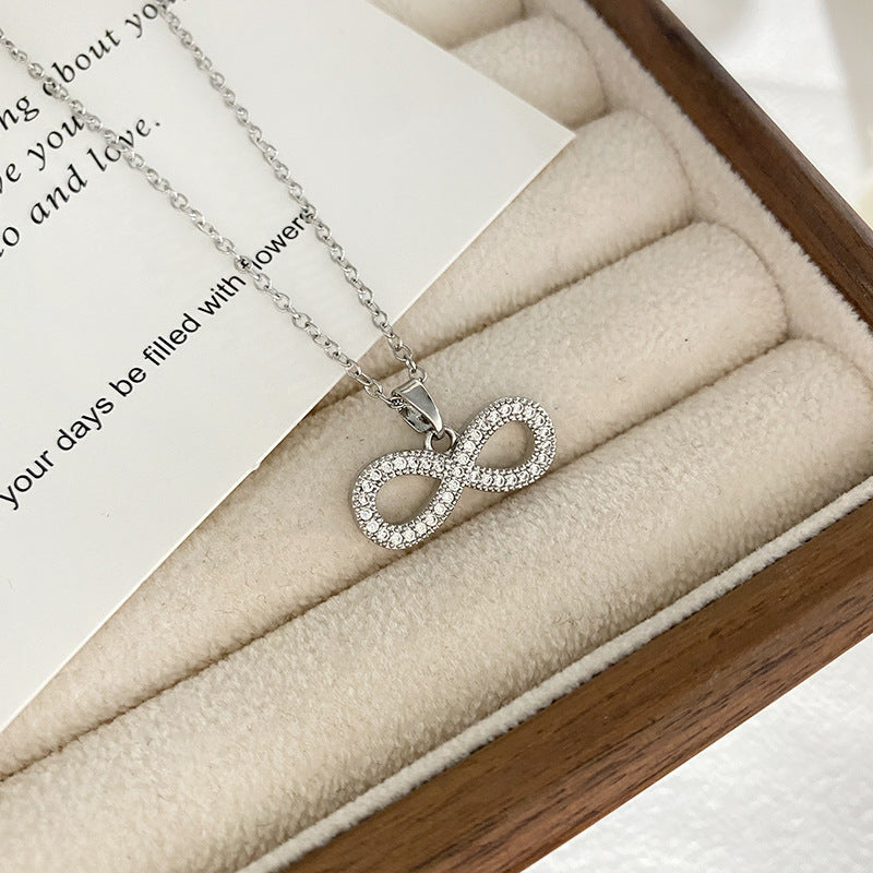 Minimalist Luxury Gold Plated Titanium Steel Number Pendant Necklace with Cubic Zirconia