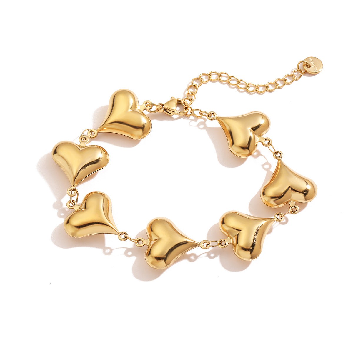 Braccialetto Minimalista a Cuore da Donna in Acciaio Inox Placcato Oro 18K