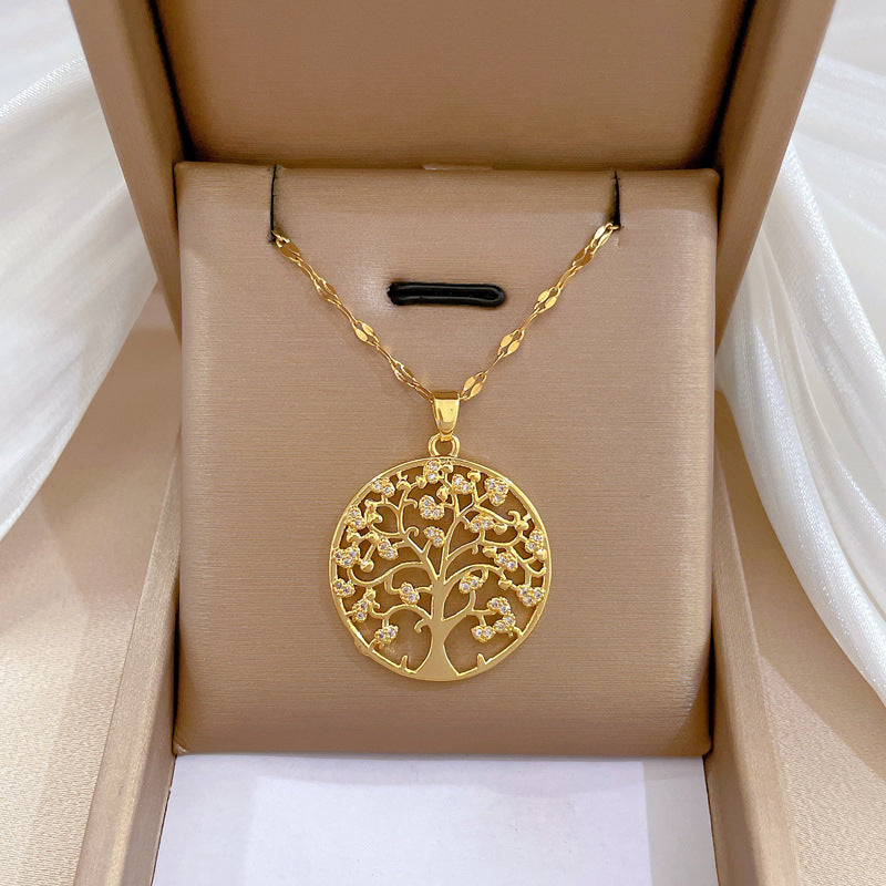 Geometric Luxury Plated Stainless Steel Necklace for Women with Titanium Steel Chain