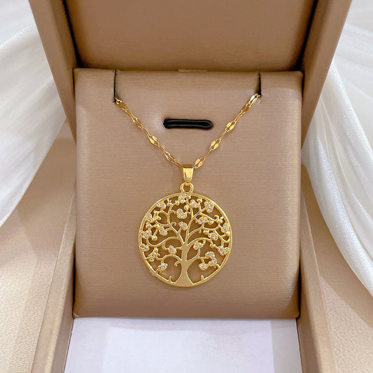 Geometric Luxury Plated Stainless Steel Necklace for Women with Titanium Steel Chain