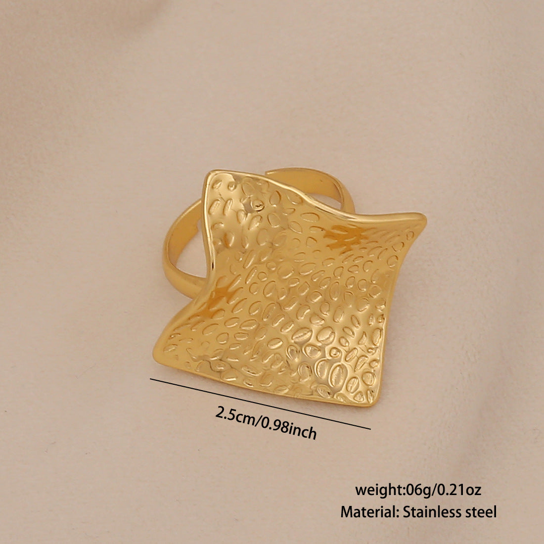 Anello in acciaio inossidabile da donna con farfalla e cuore, finitura placcata
