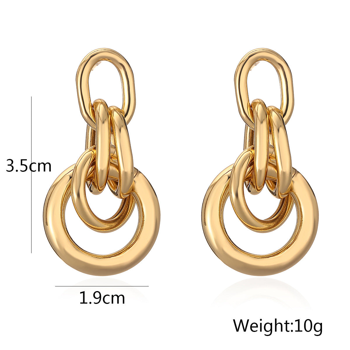 Minimalist Geometric Copper Earrings with Real Gold Plating for Women, Irregular Shape Fashion Ear Jewelry