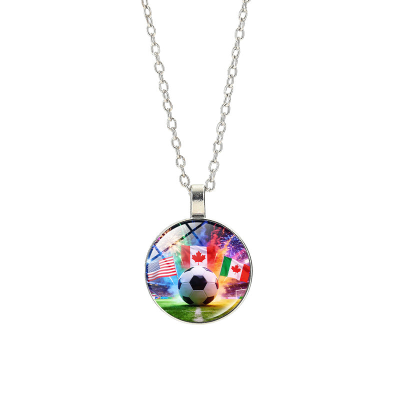Collana sportiva casual in lega placcata argento con pendente in cristallo unisex
