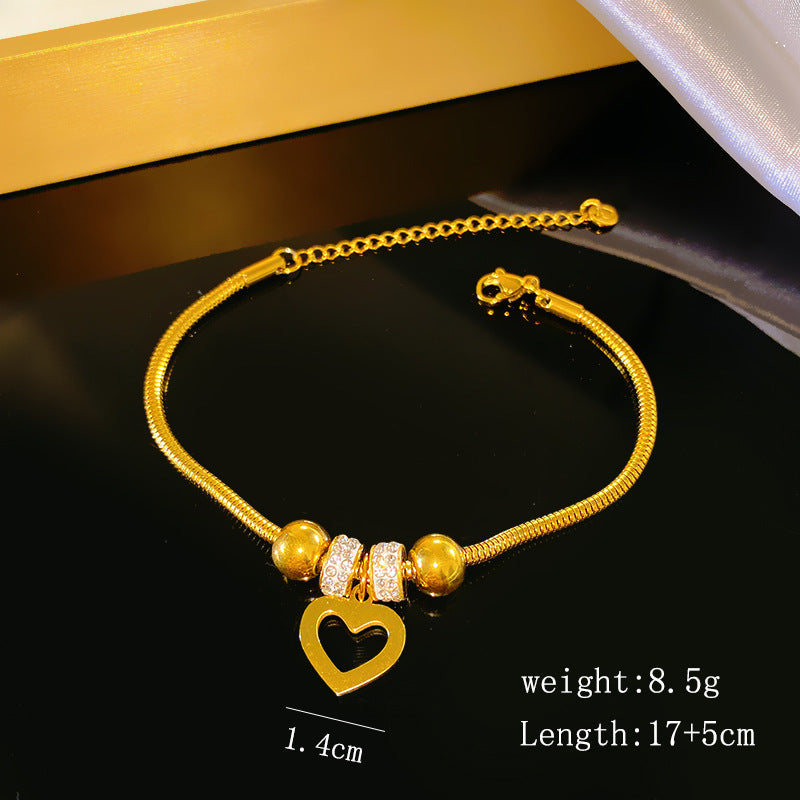 Luxury Geometric Titanium Steel 18K Gold Plated Bracelet for Women