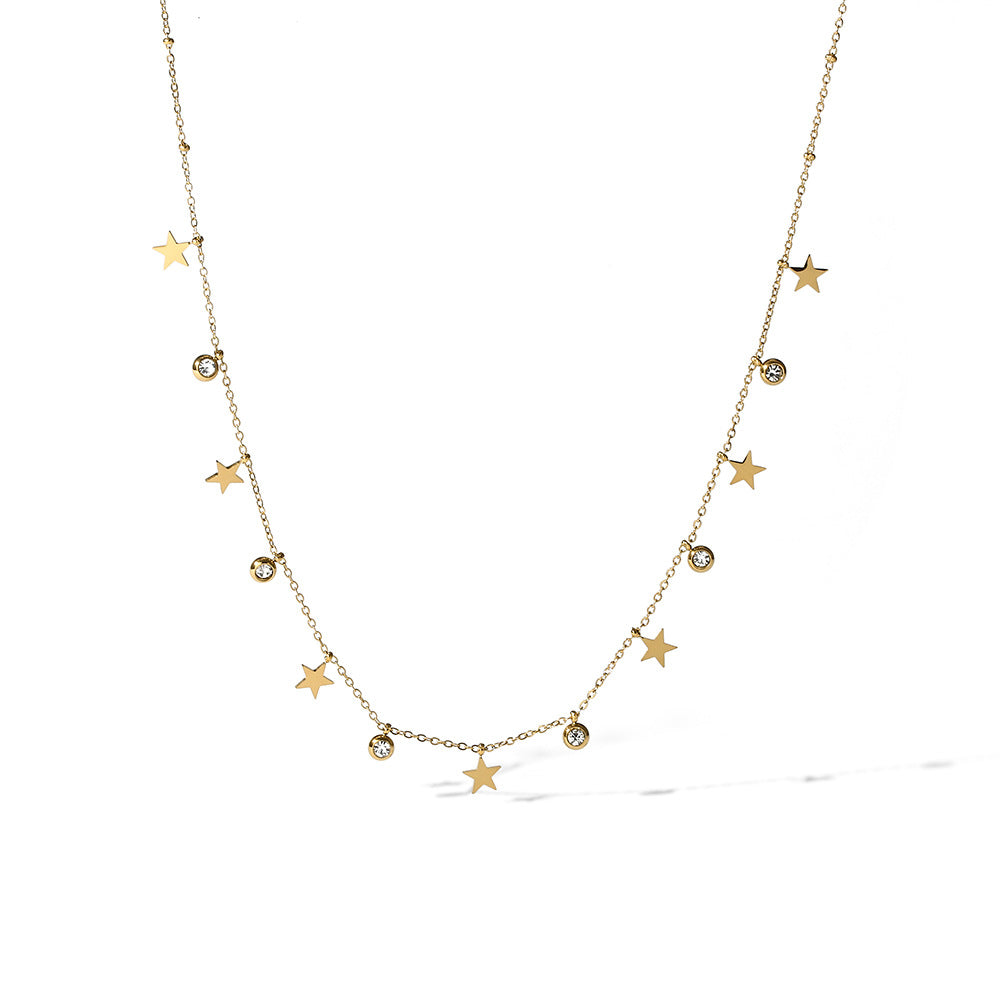 Collana Minimalista in Acciaio al Titanio con Occhio e Stella Geometrica per Donna Elegante Versatile Pendente Inossidabile