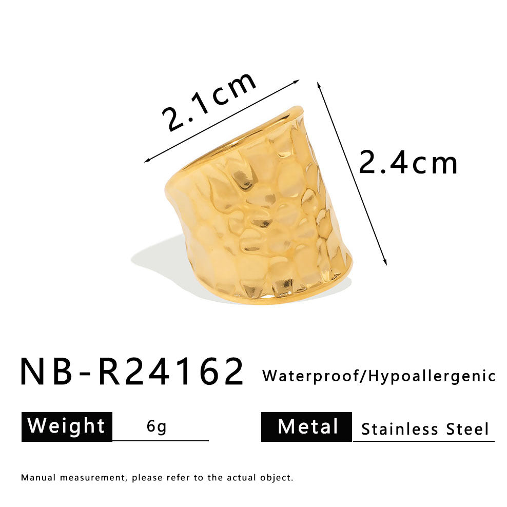 Anello Geometrico a Onda in Acciaio Inossidabile con Finitura Placcata per Uomo e Donna Anello Minimalista Spesso a Fascia Larga