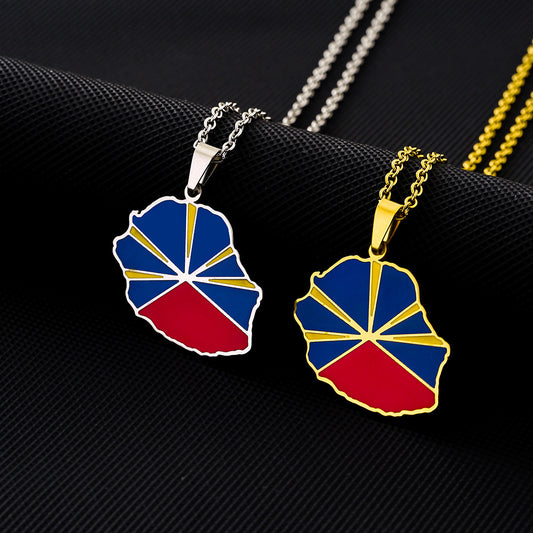 Collana vintage con pendente geometrico etnico in acciaio inossidabile con ciondolo in acciaio al titanio e finitura galvanizzata su catena a O