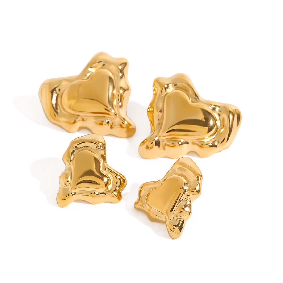 Elegant Heart Shaped Titanium Steel Stud Earrings with Plated Finish for Women