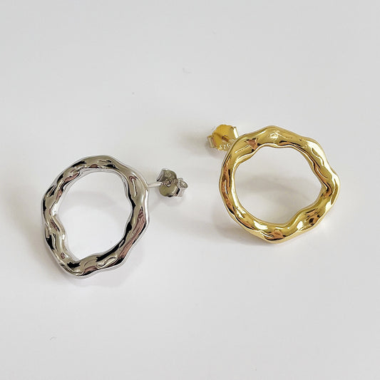 Orecchini geometrici a goccia irregolare placcati in argento sterling 925, stile minimalista, da donna