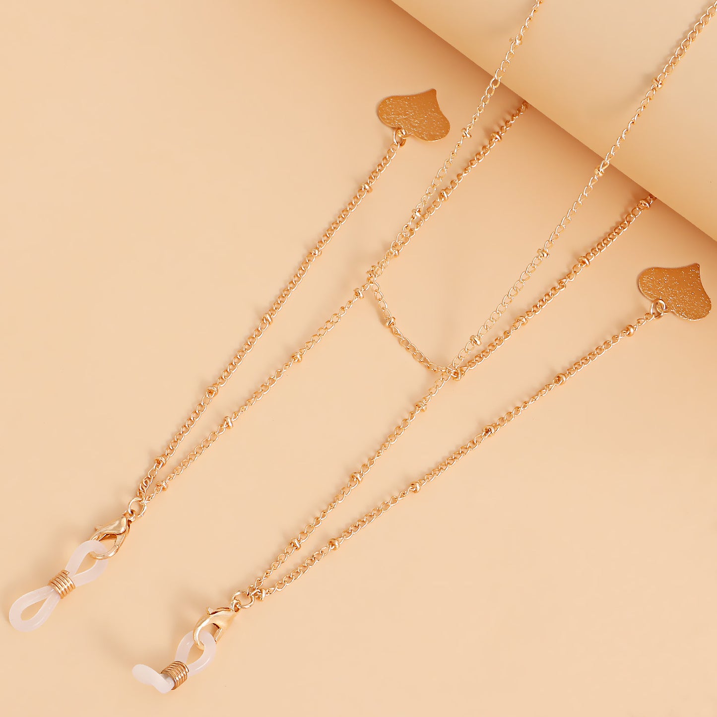 Long Tassel Heart and Leaf Pendant Alloy Eyeglass Chain and Mask Holder