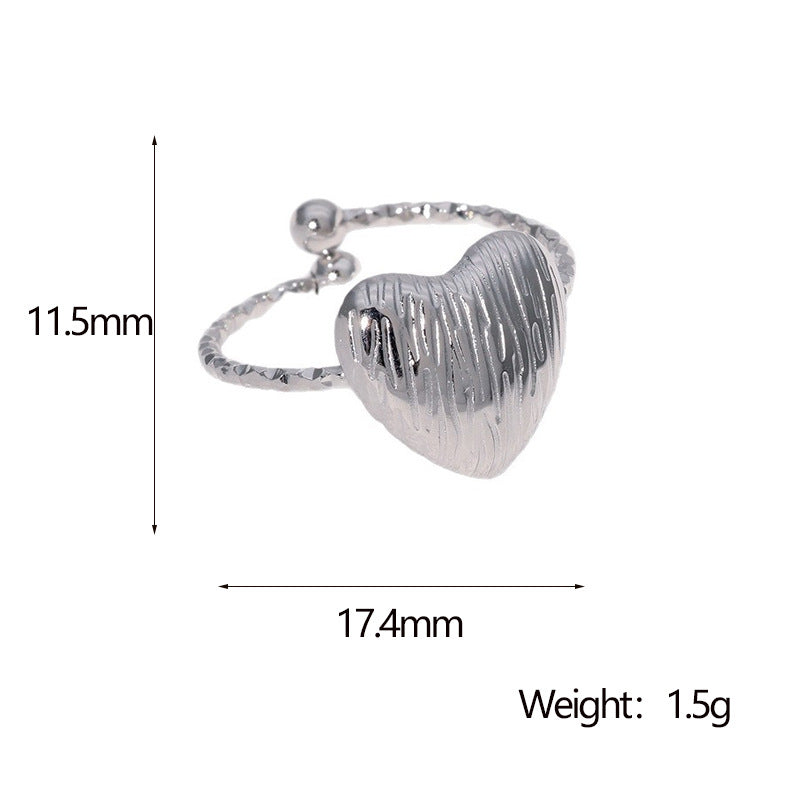 Luxury Minimalist Heart-Shaped Stainless Steel Ring with 18K Gold Plating for Women