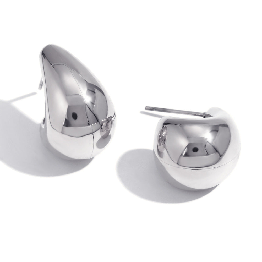 Orecchini da donna in acciaio inossidabile placcato oro 18K, design a mezzaluna vuota, ispirazione geometrica francese vintage
