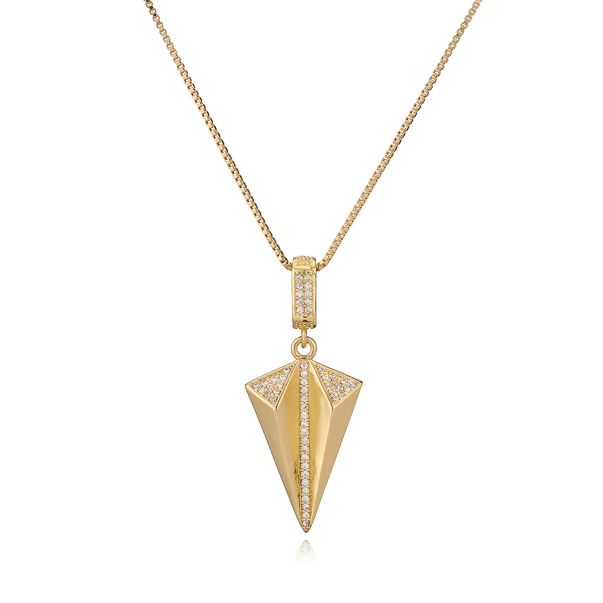 Minimalist 18K Gold Plated Brass Geometric Star Cubic Zirconia Pendant Necklace for Women