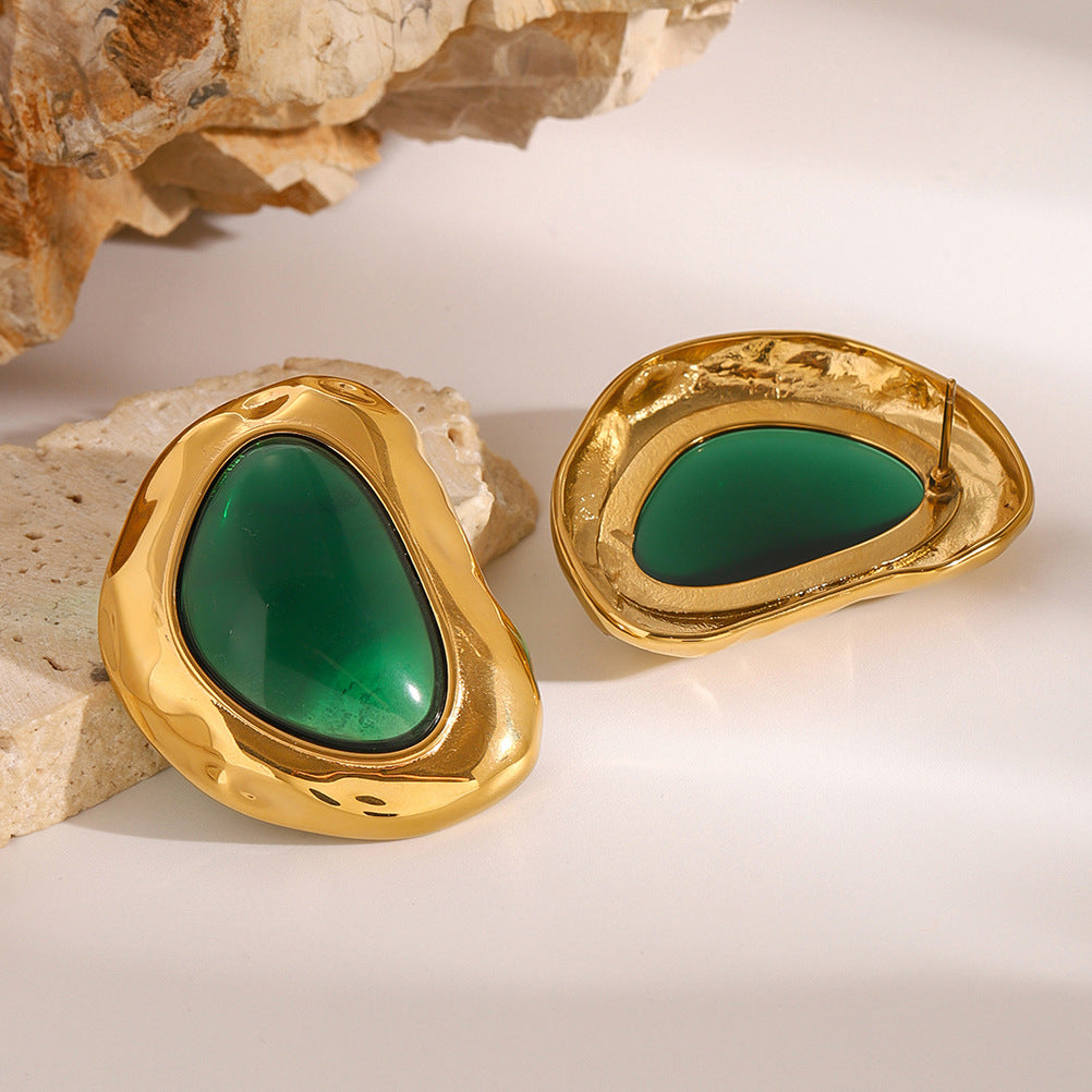 Orecchini Placcati in Acciaio Inossidabile Geometrici con Design Retrò da Donna