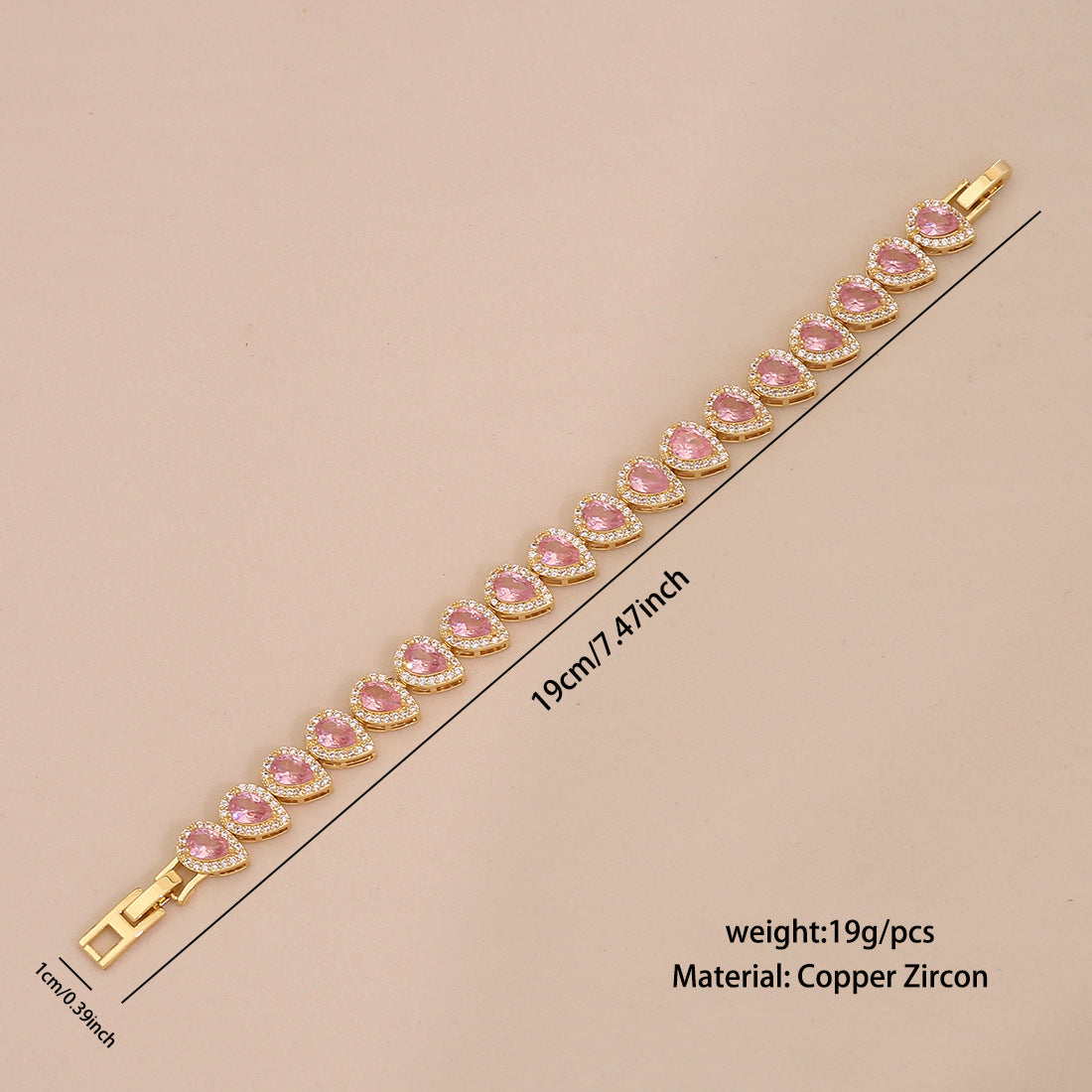 Bracciale da donna alla moda con zirconi cubici a forma di cuore e pavé piccolo, stile OL