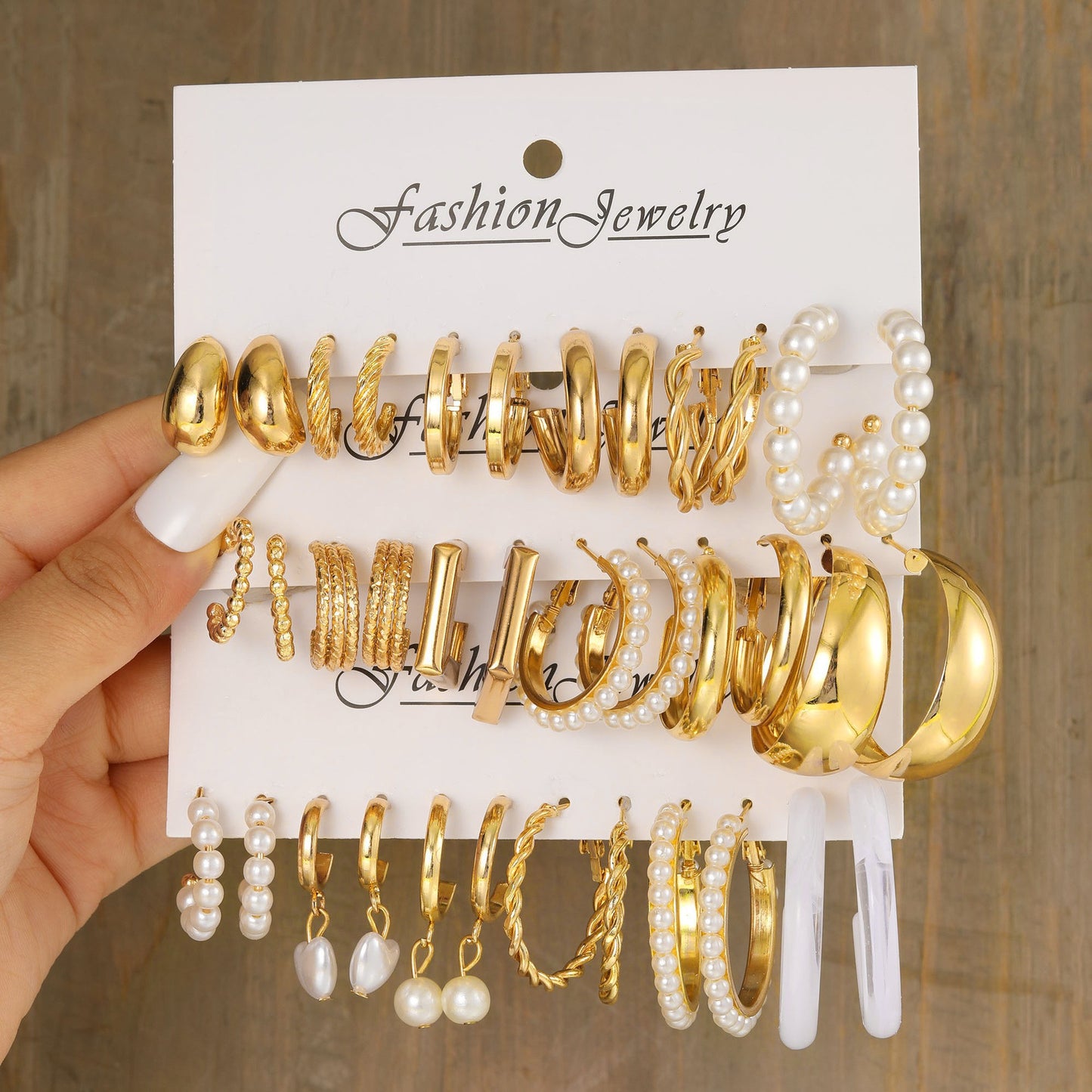 Fashion Geometric Round Gold Plated Zinc Alloy C-Shape Hoop Earrings with 925 Sterling Silver Posts