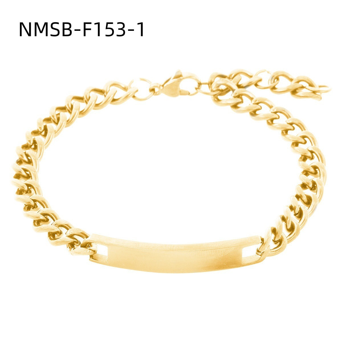 18K Gold Plated Geometric Rectangle Titanium Steel DIY Charm Bar Bracelet for Women