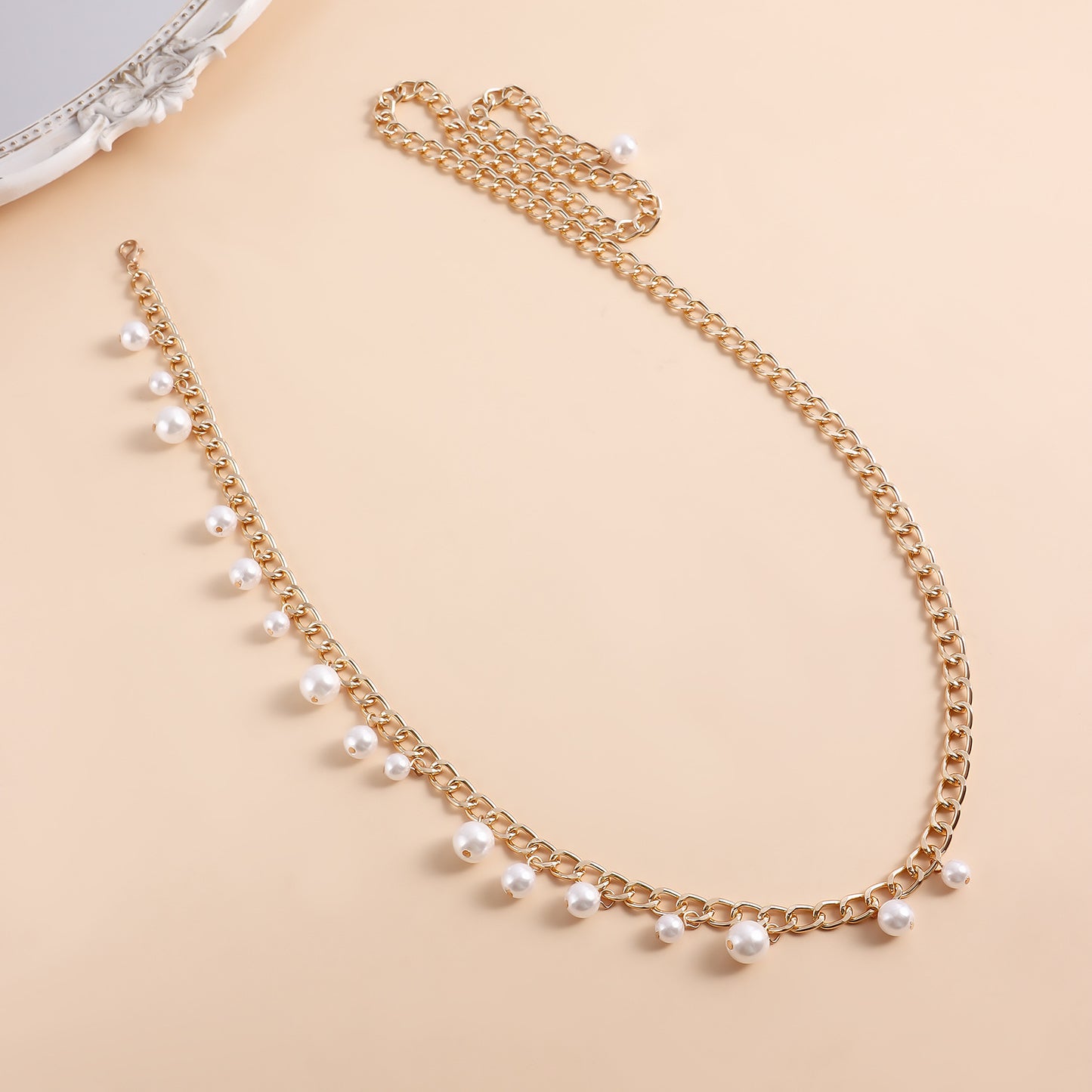 Minimalist Casual Punk Metal Body Chain with Imitation Pearl and Tassel for Women