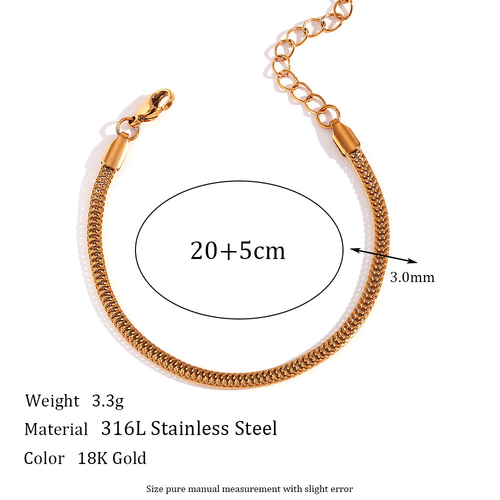Minimalist Geometric Titanium Steel Plated 18K Gold Fox Tail Chain Bracelet Necklace for Women