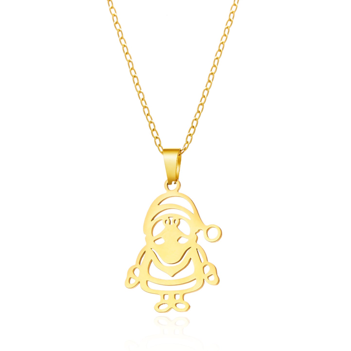 Collar Colgante de Árbol de Navidad Minimalista en Acero de Titanio con Acabado Chapado en Cadena O para Uso Festivo Unisex