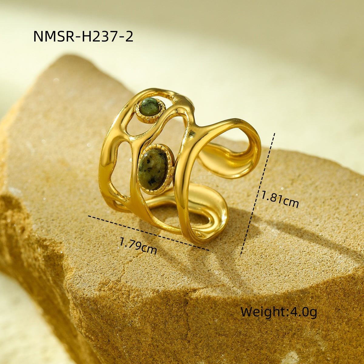 Anillo abierto minimalista de moda Morandi para mujer en acero inoxidable con acabado chapado