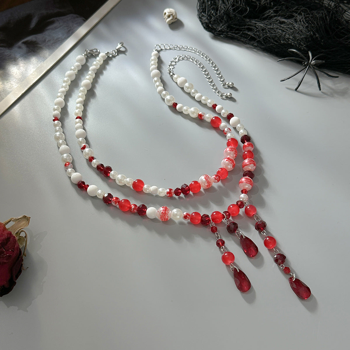 Collar Pendiente Bohemio de Borlas de Múltiples Capas con Perlas de Imitación y Acentos de Diamantes de Imitación para Mujer