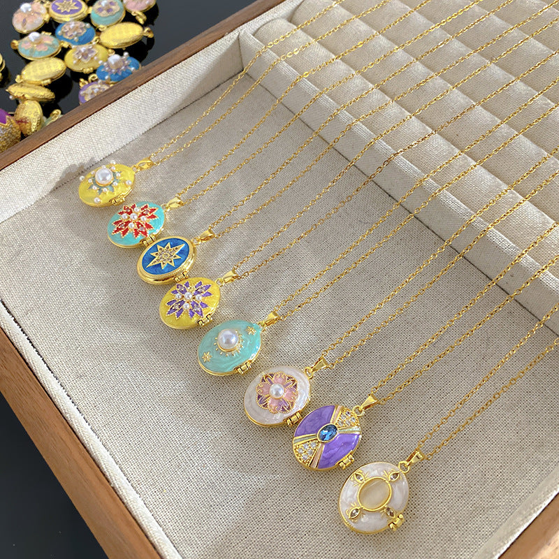 Vintage Elegant Geometric Leaf Teardrop Drip Oil Cubic Zirconia Necklace with 18K Gold Plated Brass Pendant on Titanium Steel Cable Chain for Women
